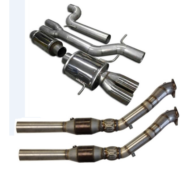 Komplettset 90mm Abgasanlage u. Downpipes 200 Zellen AGA ohne Zulassung - Set(s)
